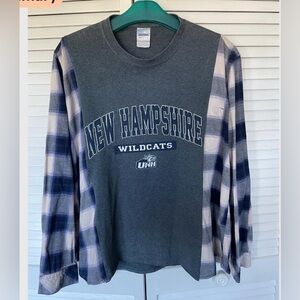 Upcycled UNH New Hampshire Wildcats Flannel Tee